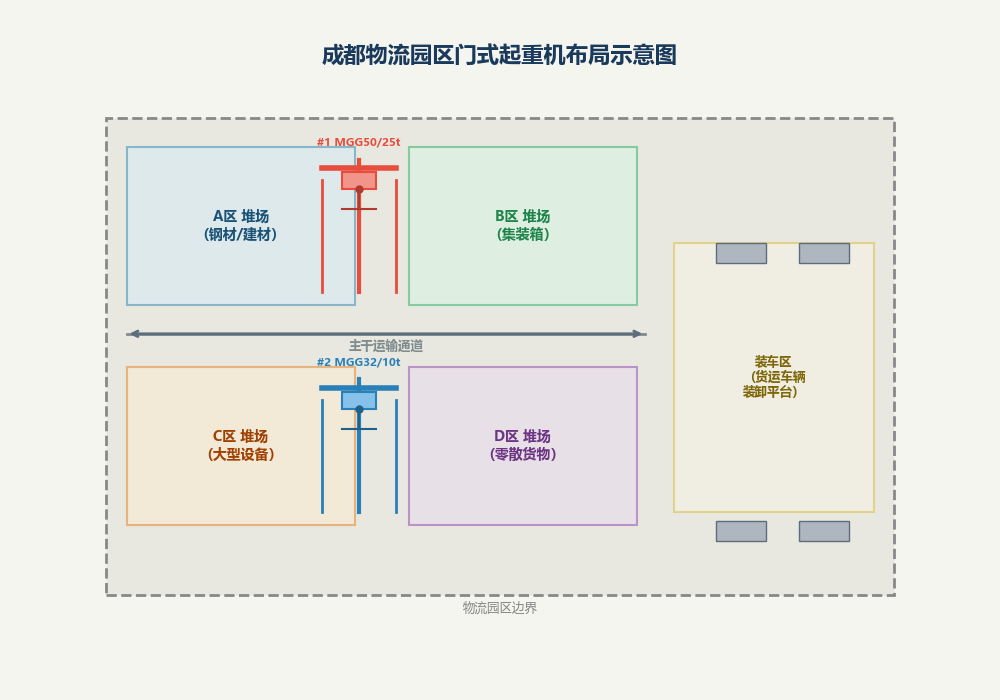 成都物流园区门式起重机布局示意图