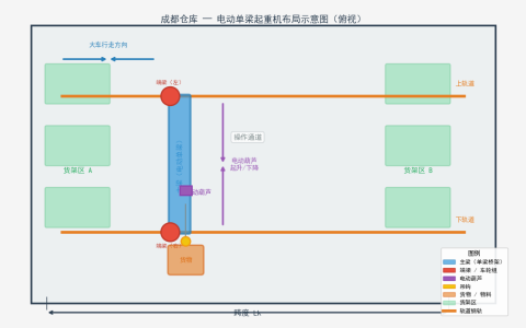成都仓库用电动单梁起重机配置方案
