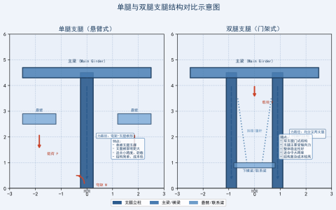 门式起重机支腿结构型式：单腿与双腿的跨度适应性分析