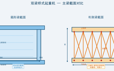 双梁桥式起重机主梁截面型式：箱形梁与桁架梁的选择依据
