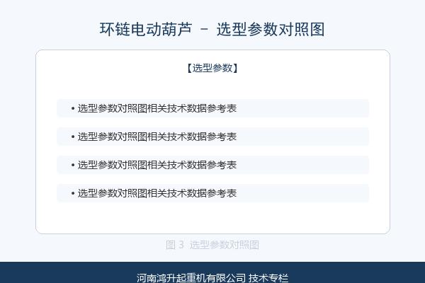 环链电动葫芦选型参数示意