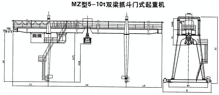 MZ型双梁抓斗门式起重机图纸