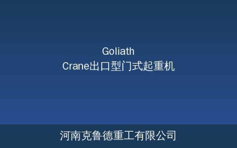 Goliath Crane出口型门式起重机参数对比与选型应用