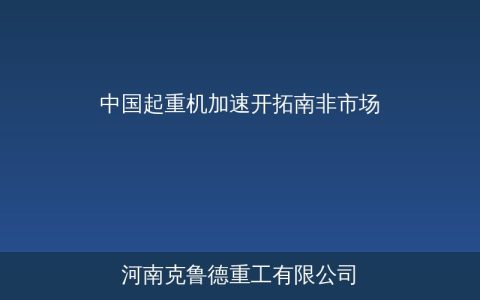 中国起重机加速开拓南非市场——矿业港口基建带动设备需求增长