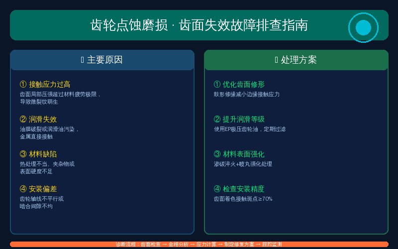 减速机齿轮点蚀磨损故障排查示意图