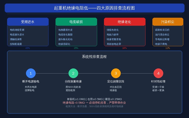 起重机绝缘电阻低四大原因排查流程图
