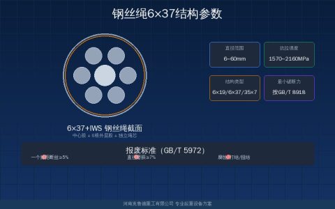 钢丝绳6×37结构参数与选型——直径规格破断拉力与起重机适用场景对照