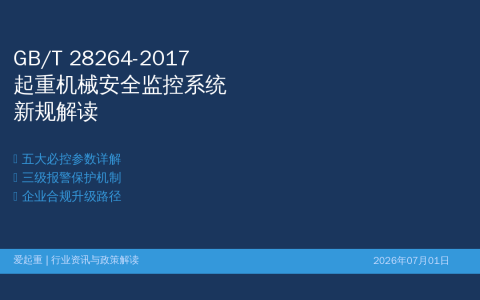 GB/T 28264-2017起重机械安全监控系统新规——企业合规升级必读