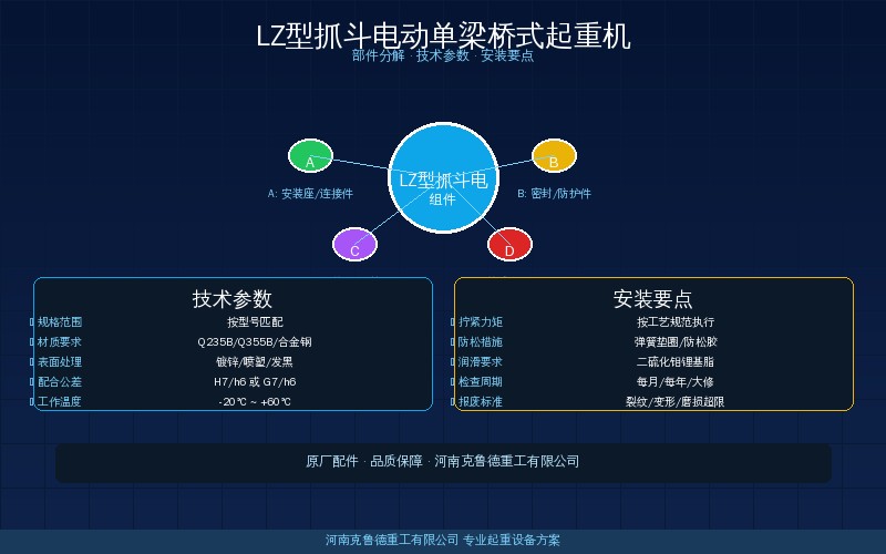 LZ型抓斗电动单梁桥式起重机技术参数：1t到10t散货抓取工况与配置方法