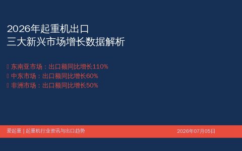 2026年起重机出口三大新兴市场增长数据解析——东南亚中东非洲趋势对比速查