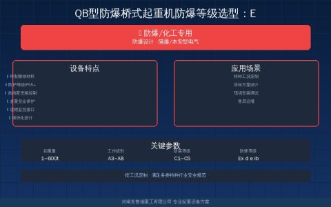 QB型防爆桥式起重机防爆等级从ExdⅡBT4到DIP A21覆盖全部危险区域