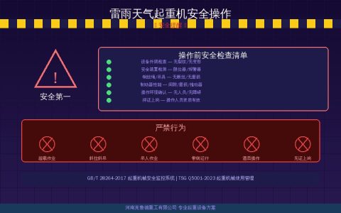 雷雨天气起重机安全操作要点：停止作业判定与雨后复检