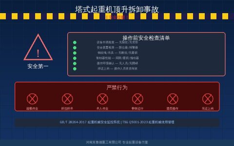 塔式起重机顶升拆卸事故警示：液压失压横梁脱出与标准节坠落防范